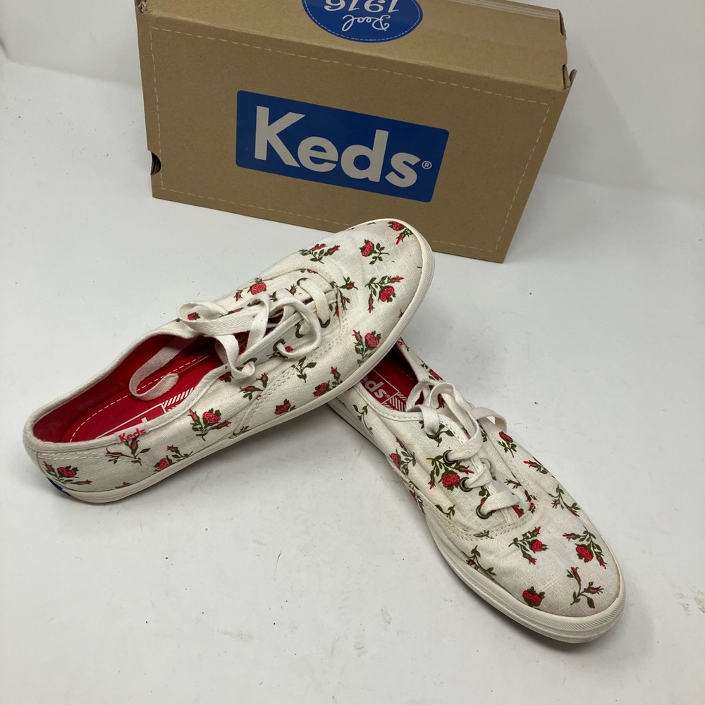 Keds WF51879 CH Floral White Canvas Sneakers – Women’s 7.5
